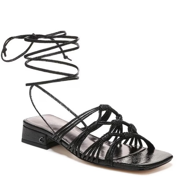 Sam Edelman Circus Jocelyn Crackle Ankle Wrap Lace‎ Up Block Heel Sandals Sz 7.5 - Picture 1 of 10